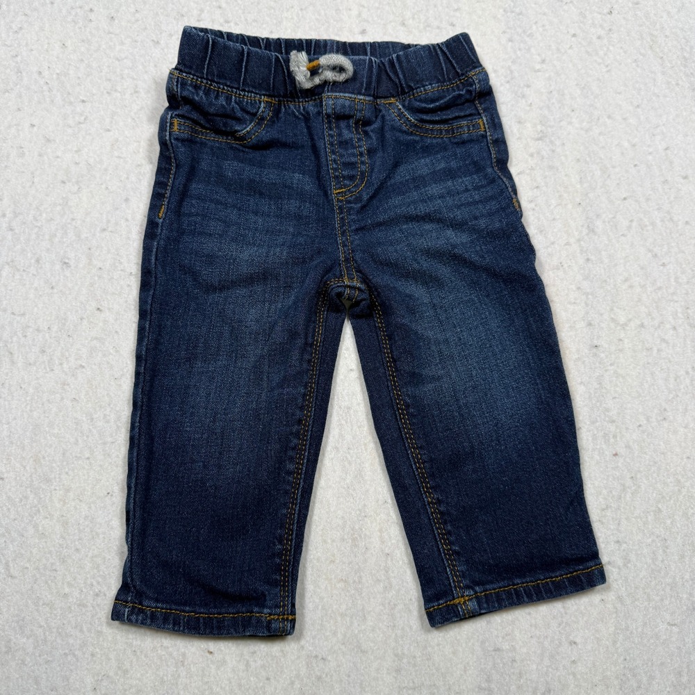 Jumping Beans Baby Boy Dark Wash Denim Jeans Elastic Waist 12 Months